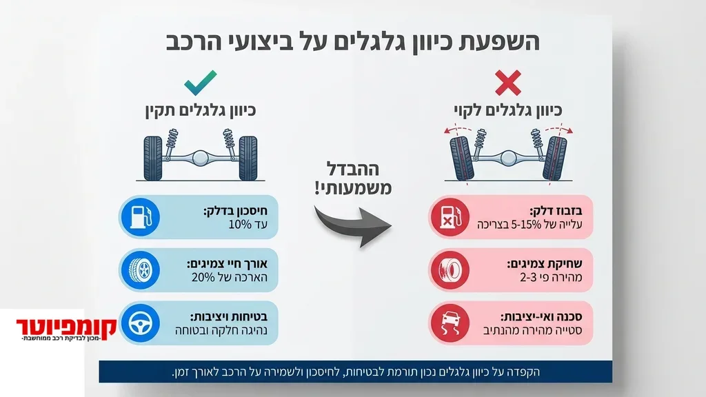 After the first H2 detailing the mechanical meaning of wheel alignment, showing a computerized system. מערכת ממוחשבת לכיוון פרונט