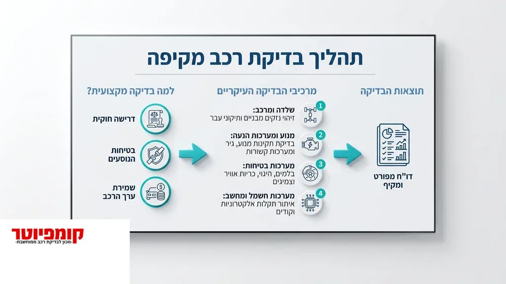לאחר תיאור מהותה של תקנה 309 והחובה החוקית לבצע בדיקה מקצועית מכונאי רכב מבצע בדיקה יסודית לרכב לאחר תאונה במוסך מורשה