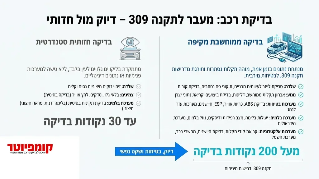 After the first H2 explaining Regulation 309 רכב בבדיקה ממוחשבת במכון מורשה בנתניה